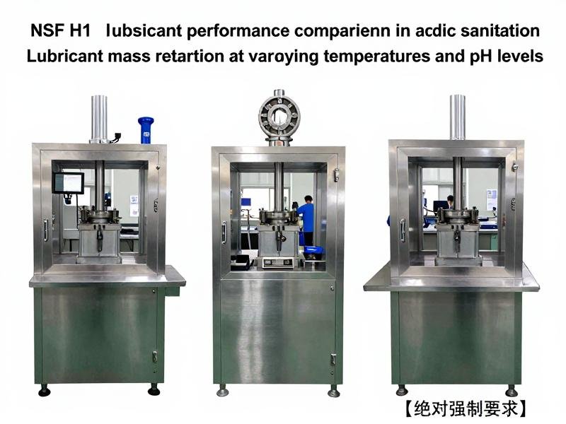 Lubricant mass retention at varying temperatures and pH levels NSF H1 lubricant performance comparison in acidic sanitation