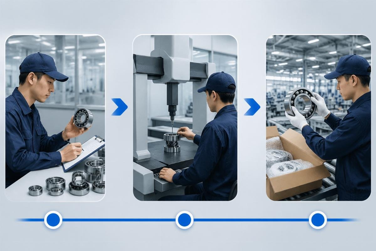 3-step ISO bearing spec verification workflow Step-by-step infographic for pre-order ISO spec verification