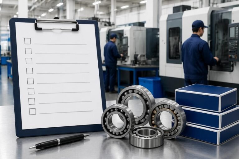 Supplier qualification checklist for aftermarket bearing sourcing with checkboxes