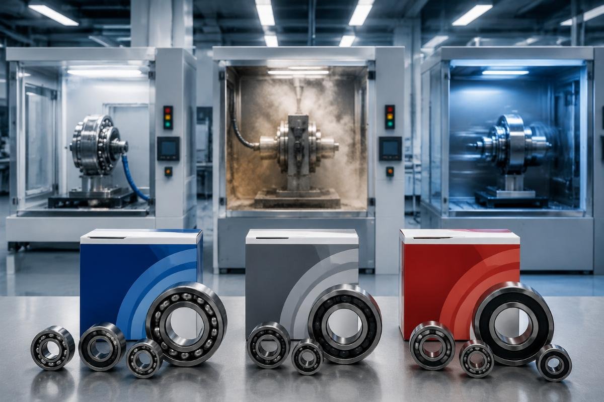 Bearing failure rate comparison across high load, high dust and high speed conditions Performance test data for 6200 series deep groove ball bearings across three brand categories