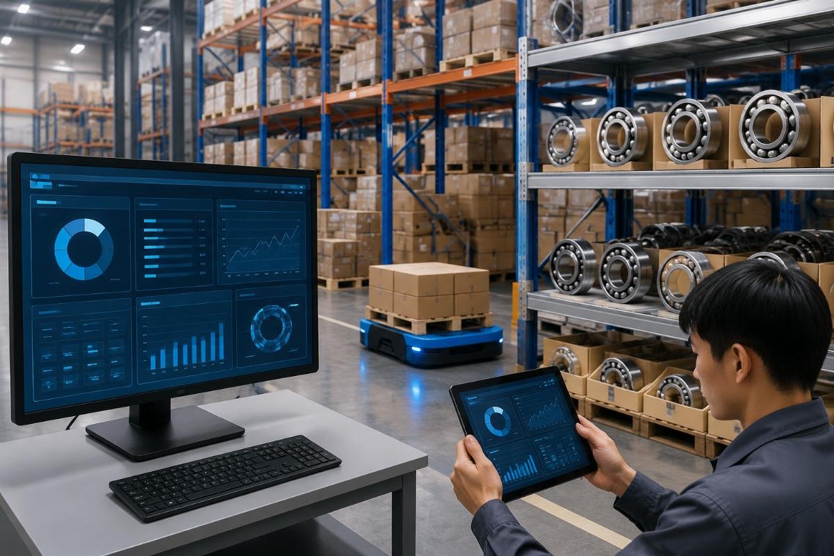 Supplier warehouse inventory management system showing real-time SKU stock levels