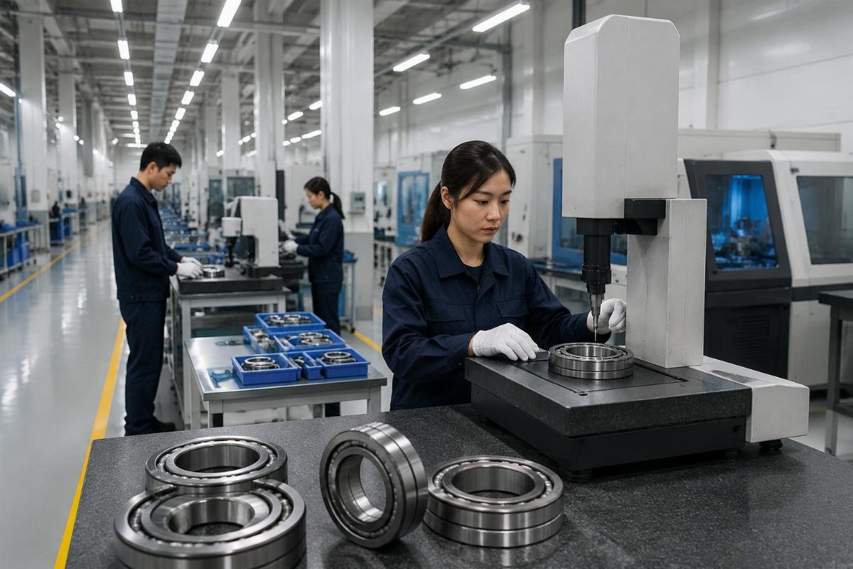 bearing raw material and precision tolerance quality check process Bearing production quality control inspection line at a certified Chinese factory