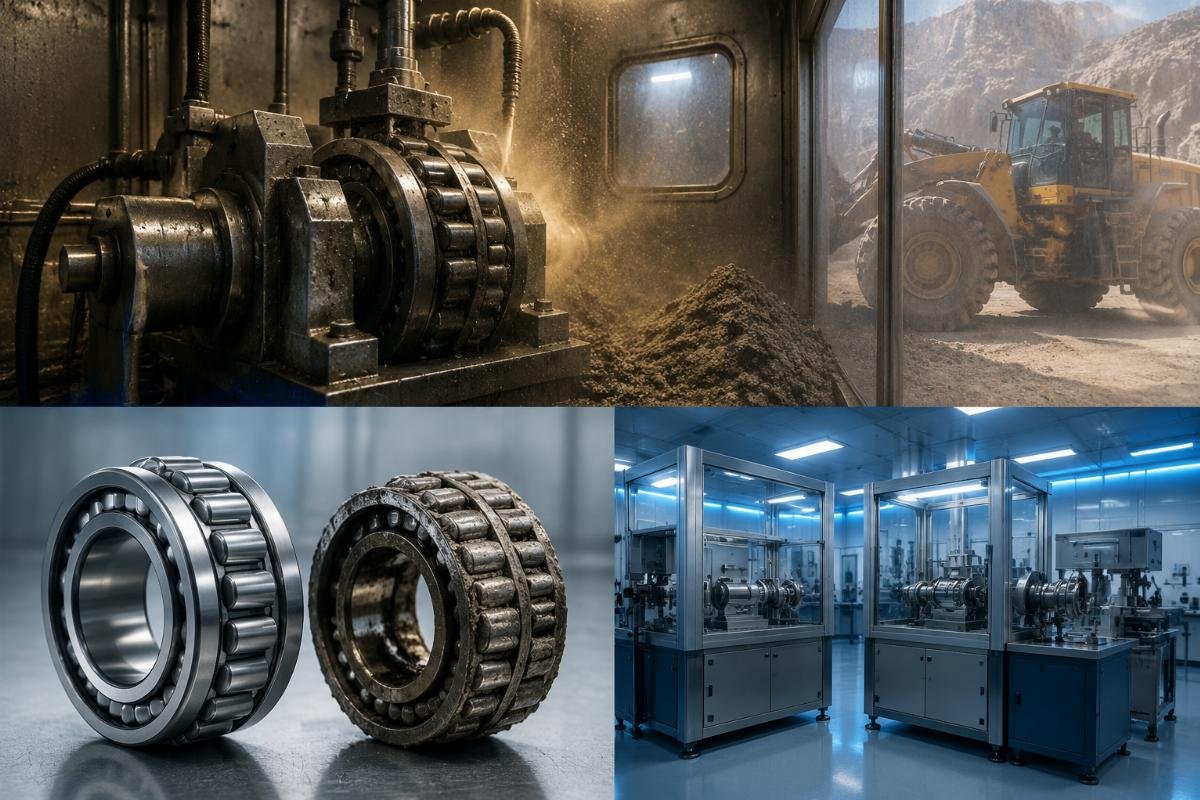 Heavy equipment bearing service life comparison Spherical roller bearing performance test results under high dust heavy load conditions