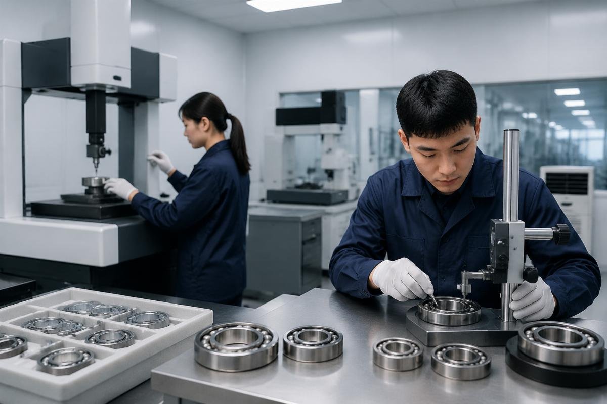 Non-OEM textile bearing performance validation against OEM standards ISO 9001 certified bearing quality inspection for textile machine components