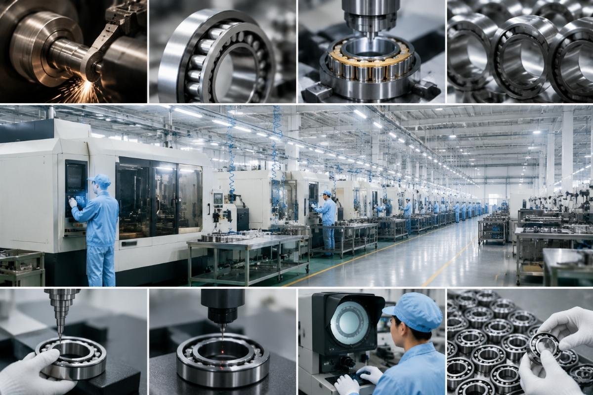 Quality control process in Chinese bearing production facility showing ISO certification compliance China Bearing Manufacturing Process