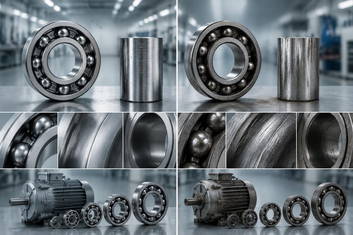 Quality differences between genuine and counterfeit electric motor bearings: material consistency, precision, and traceability Genuine vs. Counterfeit Bearing Comparison