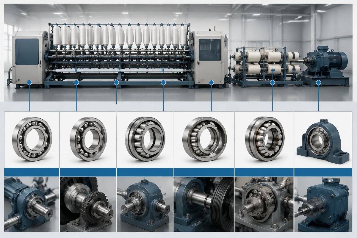Comparison chart of different bearing types and their applicable spinning machine positions