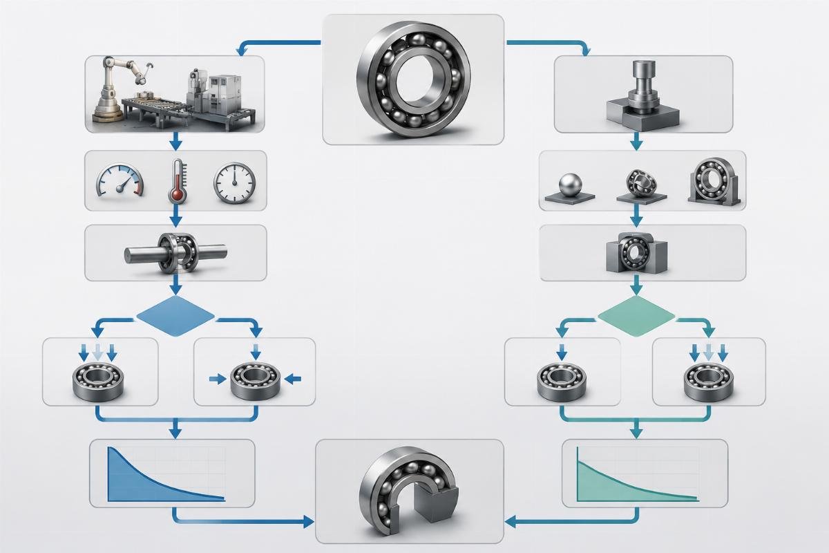 Step-by-step process for determining dynamic vs static load requirements based on operating conditions Bearing Load Rating Selection Decision Tree