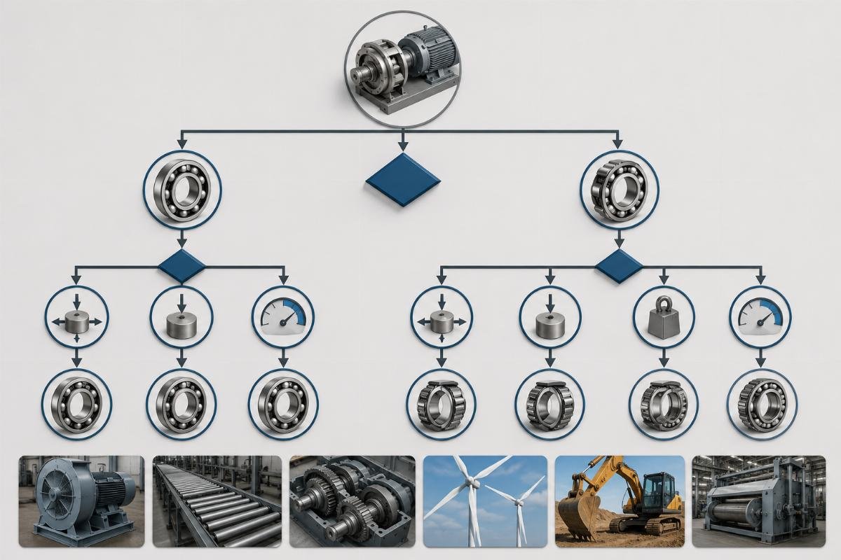 Step-by-step process for selecting between ball and roller bearings based on application requirements Bearing Selection Decision Tree