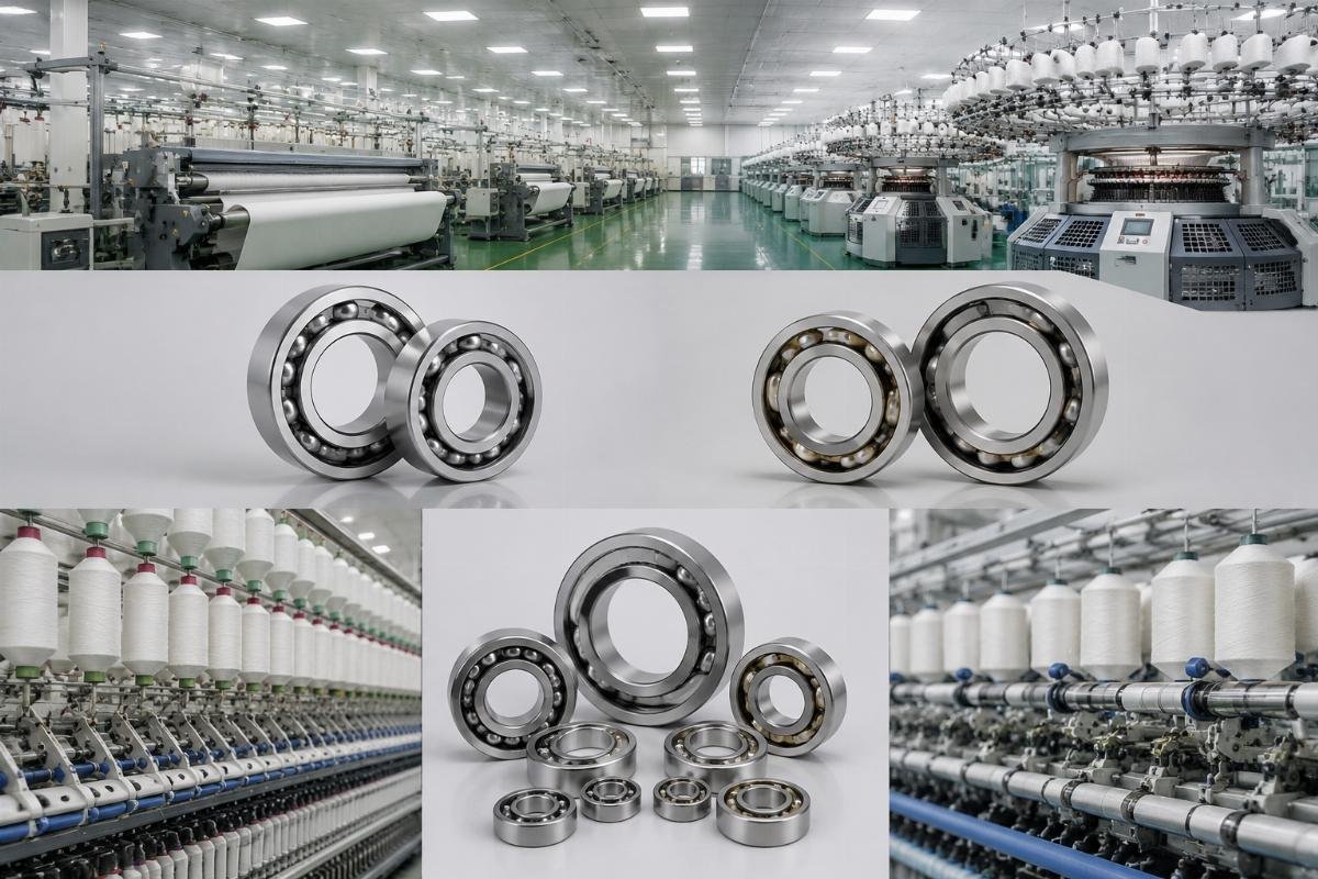 Textile machine bearing parameter matching for spinning, weaving and knitting lines 6200 series deep groove ball bearings and 7000C series high-speed spindle bearings for textile equipment