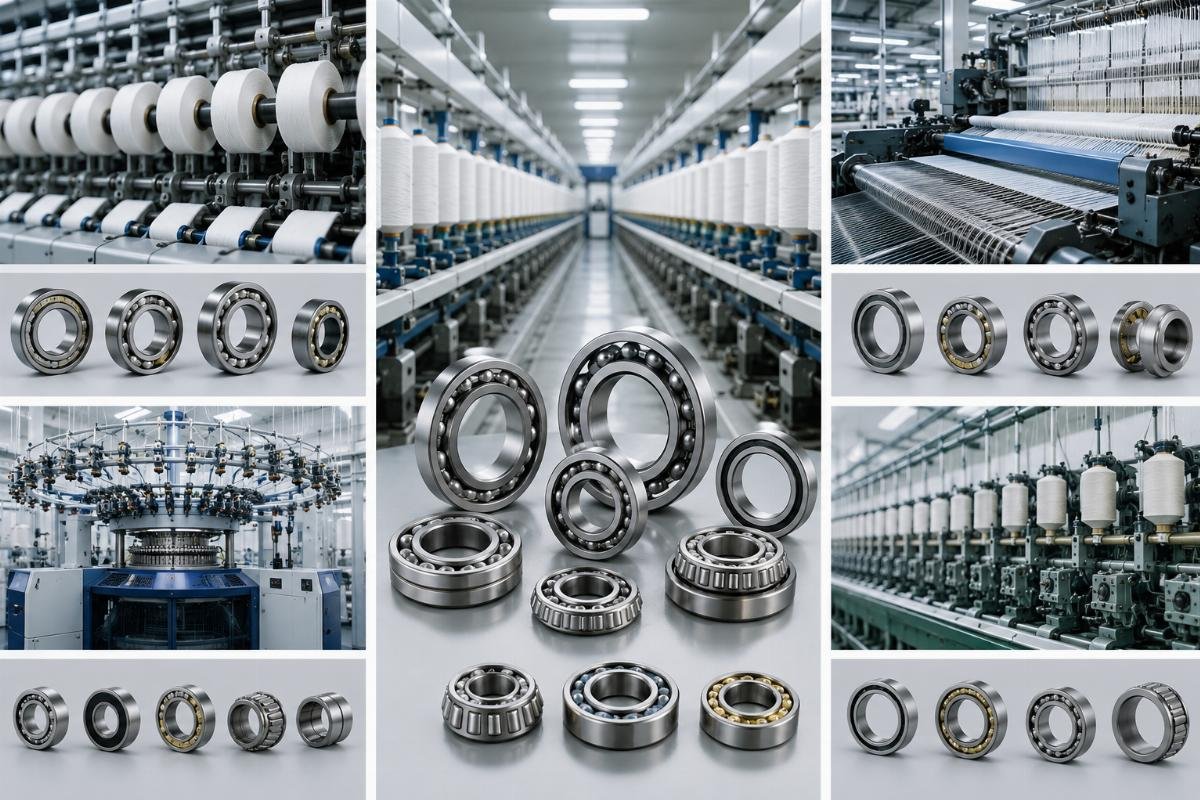 Textile machine bearing selection guide for spinning, weaving and knitting equipment Industrial bearings arranged for textile machine spinning, weaving and knitting applications