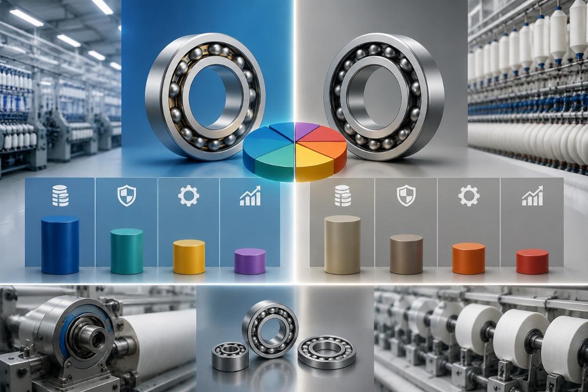Textile machine bearing total cost of ownership calculation Cost comparison chart for OEM vs Chinese alternative textile machine bearings