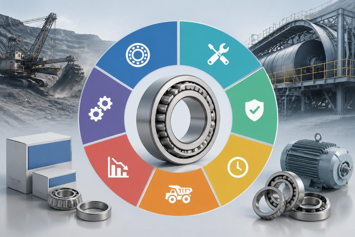 Total cost of ownership for mining bearings A simple infographic showing total bearing cost breakdown by category